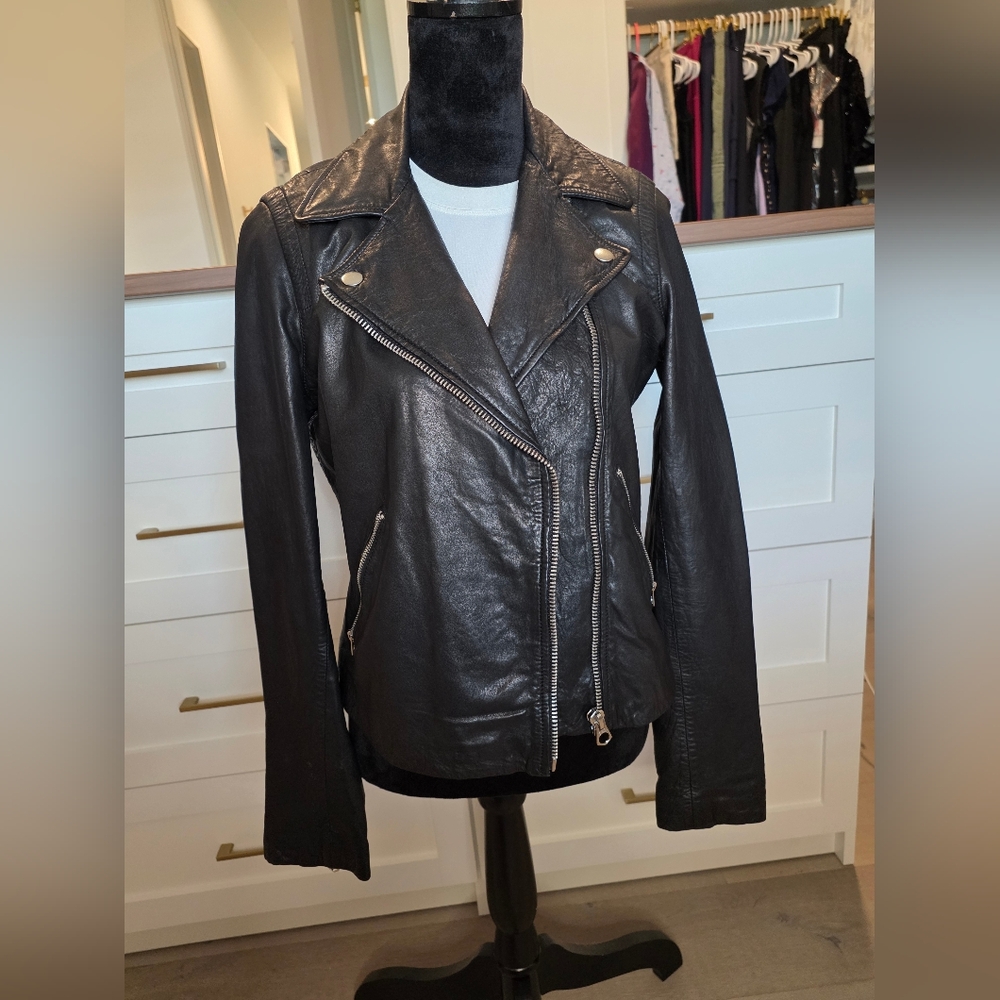 Madewell Black Leather Biker Jacket Size M